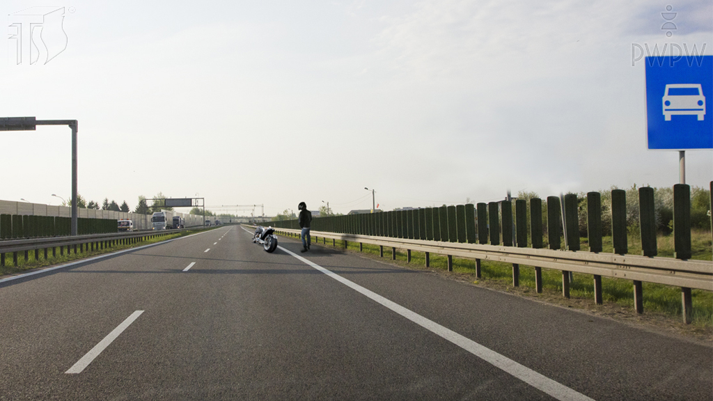 Soll man das Motorrad, das an diese Stelle kaputt gegangen ist, auf den Notstreifen schieben?