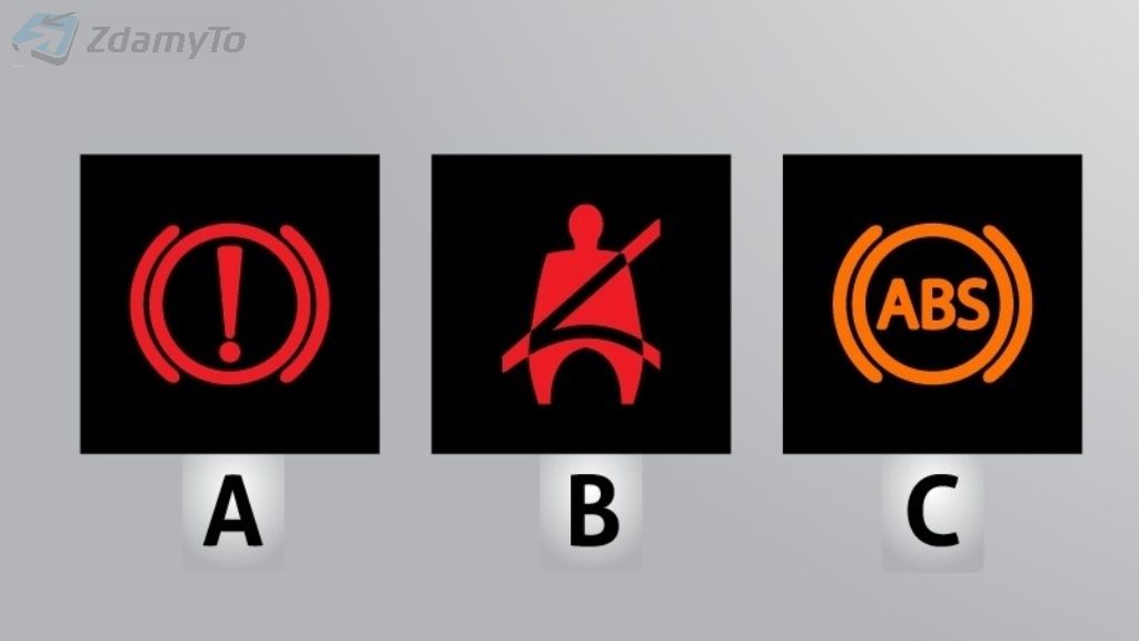 Which of the control lights visible in the illustration indicates that the safety seat belts are not fastened?